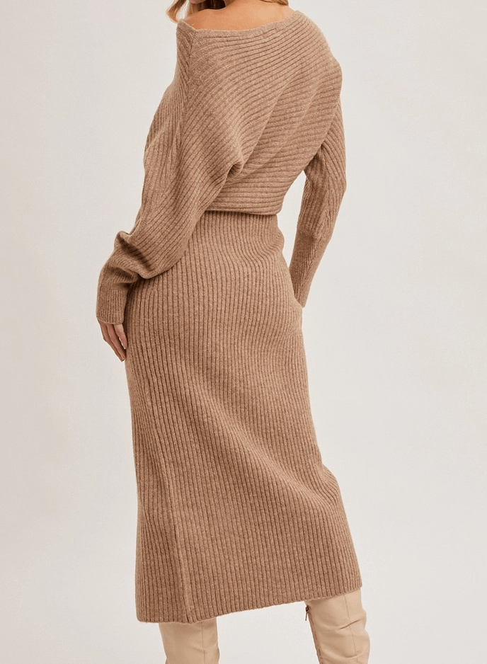 Blue Ivy Apparel & Accessories Women's Latte Off Shoulder Dress