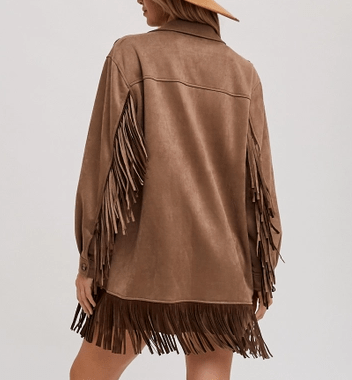 Vegan fringe jacket sale