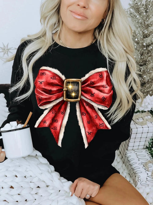 BUCKING BARN WHOLESALE Apparel & Accessories Women's Brand Christmas Bow Sweatshirt