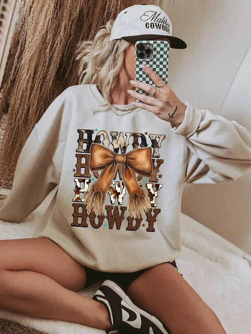 BUCKING BARN WHOLESALE Apparel & Accessories Women's Sand "Howdy Howdy"  Sweat Shirt