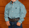 Cinch Apparel & Accessories Boy's Cinch LS Blue Dia Print Shirt