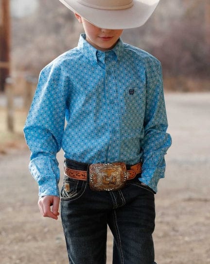 Cinch Apparel & Accessories Boy's Cinch LS Blue Print
