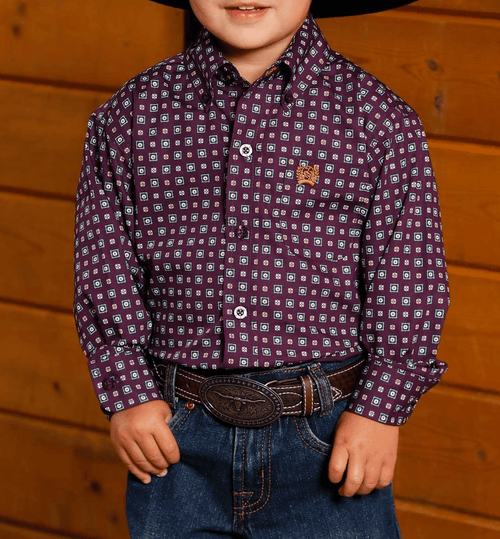 CINCH Apparel & Accessories Boy's Toddler Cinch LS Purple Print