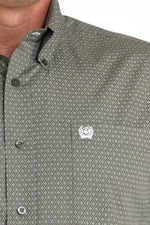 CINCH Apparel & Accessories Men's Cinch LS Olive/White Print