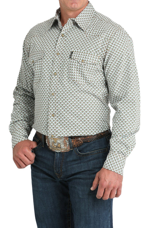 CINCH Apparel & Accessories Men's Cinch LS White Print Snap