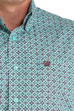 CINCH Apparel & Accessories Men's LS Cinch Turq/Purple Print Shirt