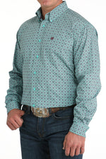CINCH Apparel & Accessories Men's LS Cinch Turq/Purple Print Shirt