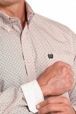 Cinch Mens Cinch Pink Basketweave Button Down Western Shirt