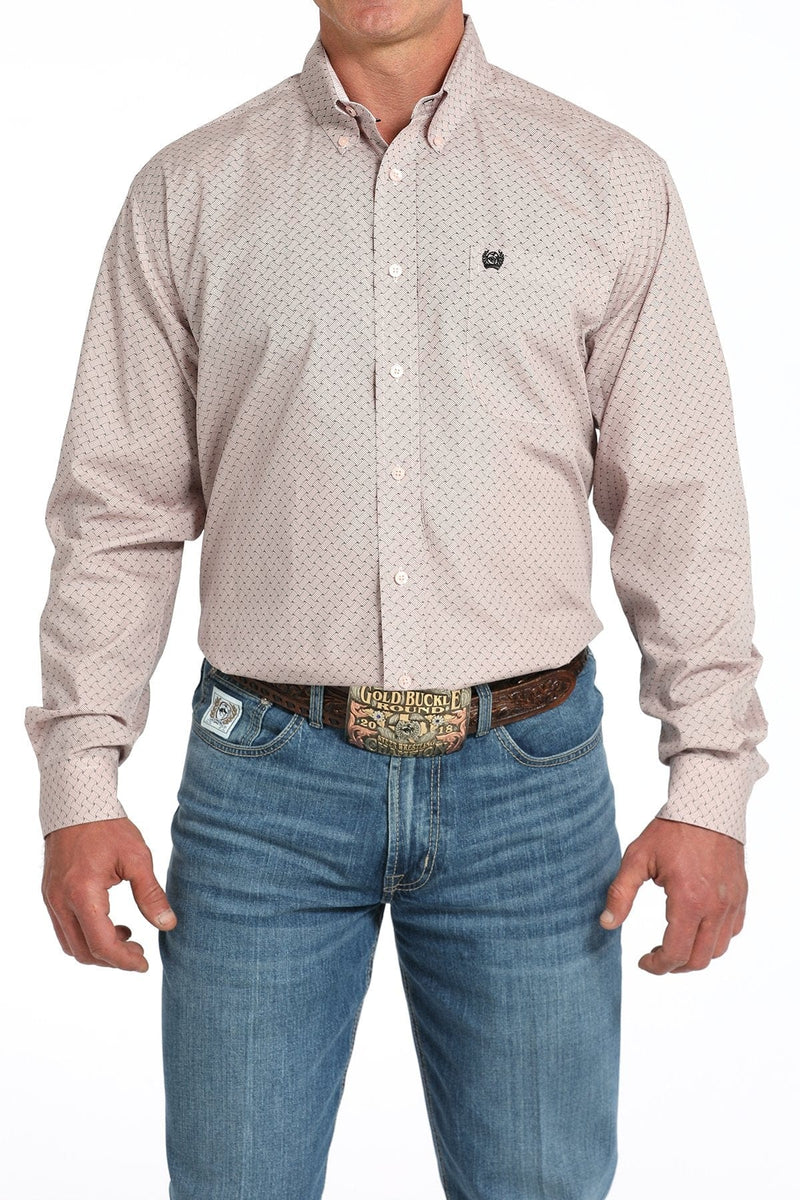 Cinch Mens Cinch Pink Basketweave Button Down Western Shirt