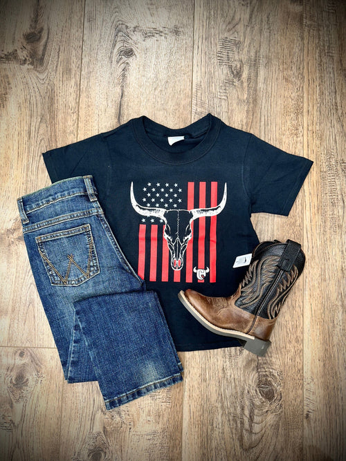Cowboy Hardware Boy’s shirts Boy's CH Skull Flag Black Tee