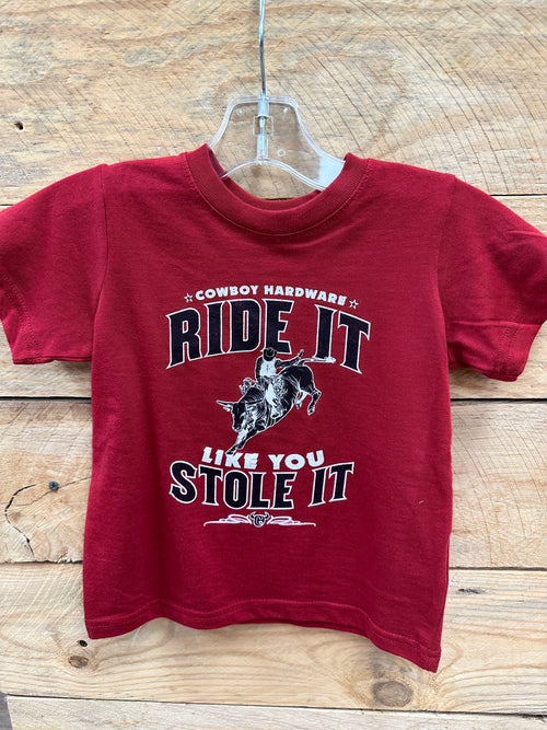 Cowboy Hardware Boys Shirts Boys CH "Ride it Like You Stole It" Red Tee