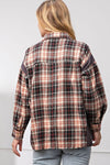 Easel Apparel & Accessories Women's Blk Plaid Flannel Shirt