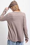 Easel Apparel & Accessories Women's Knit Pocket Mushroom Top