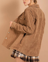 Women's Camel Corduroy/plaid Rev Shacket