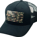 Faire Apparel & Accessories Blk/Camo Men's Flag Print Mesh Ball Cap