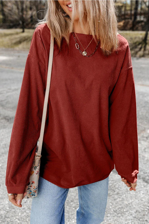 Faire Apparel & Accessories Women's Red Corduroy Sweatshirt