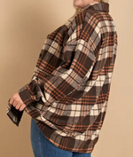 Women's Curvy Oversized Plaid Shirt Jac