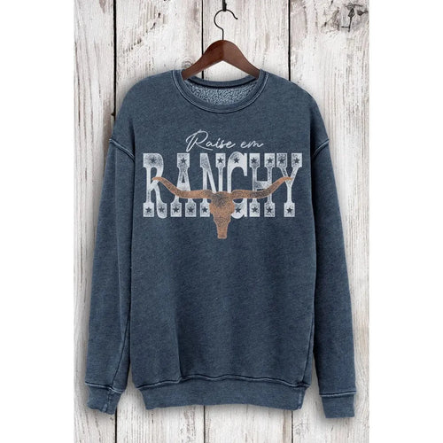 HRT & LUV Apparel & Accessories Women's Navy Ranchy Cow Skull