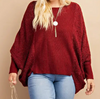 Women's Curvy Burgundy Hi/Low Sweater