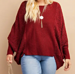 Women's Curvy Burgundy Hi/Low Sweater