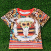 Kids Charm Online Girl's Clothing Girl's Cow Skull Serape Printed Tee