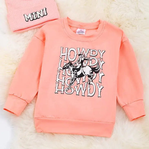 Kids Charm Online Girl's Clothing Girl's Peach "HOWDY" Sweatshirt
