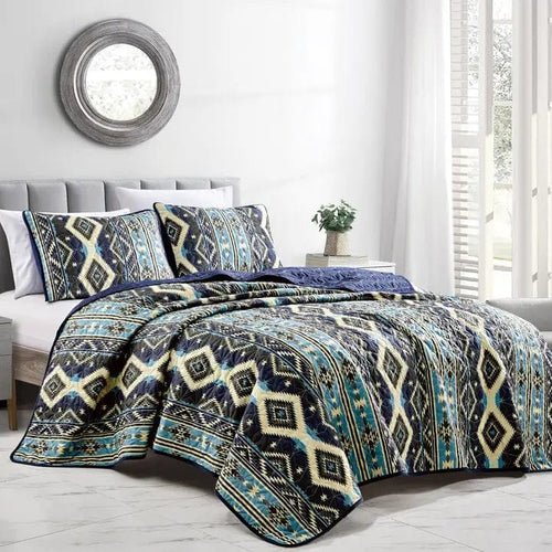 Linen Mart Apparel & Accessories Southwestern Mystic Aztec 3 Pc Quilt Set