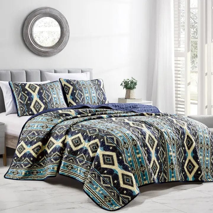 Linen Mart Apparel & Accessories Southwestern Mystic Aztec 3 Pc Quilt Set