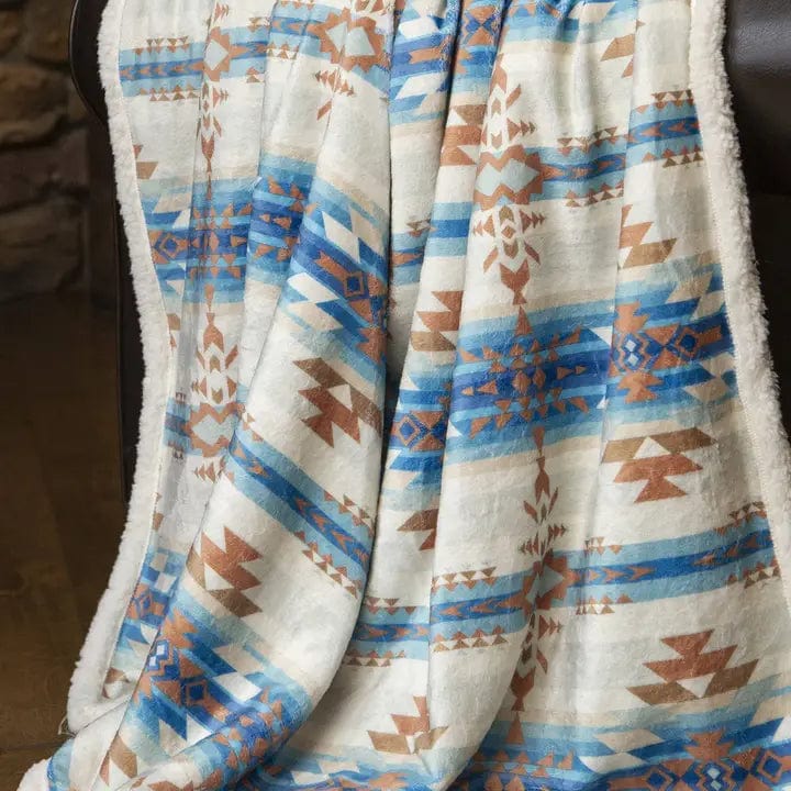 Southwestern,Tan Aztec Sherpa throw