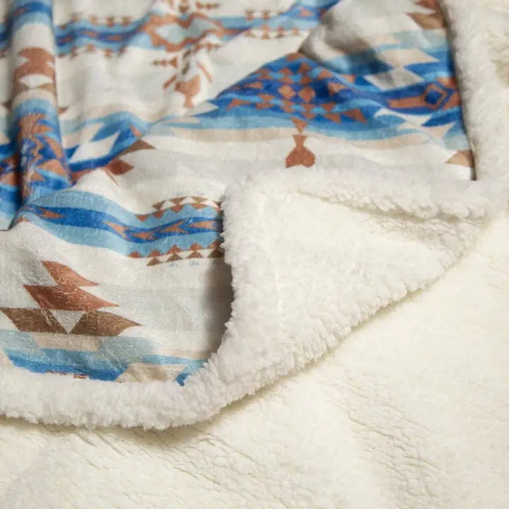 linen Mart Apparel & Accessories Southwestern,Tan Aztec Sherpa throw