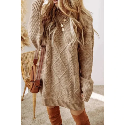 Little Daisy Closet Apparel & Accessories Women's Parchment Cable Knit Sweater Dress