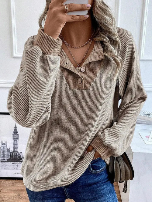 Lovesoft Apparel & Accessories Women's Contrast Ribbed LS Top