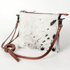 LS Western Apparel & Accessories Blk/Wh Cowhide leather Crossbody