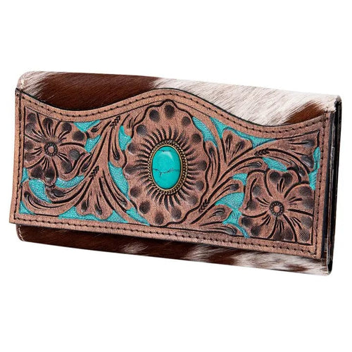 LS Western Apparel & Accessories Hair On Leather Tooled Wallet