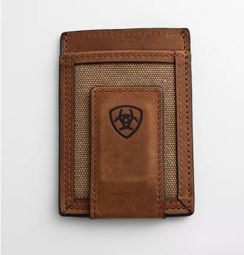 M&F Ariat Leather/Canvas Money Clip