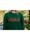 Marigold Kiss Apparel & Accessories Women's "Merry" Sequins Green Sweatshirt