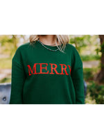 Marigold Kiss Apparel & Accessories Women's "Merry" Sequins Green Sweatshirt