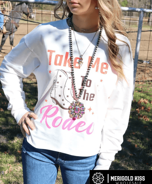 Marigold Kiss Apparel & Accessories Women's White Rodeo Sweatshirt