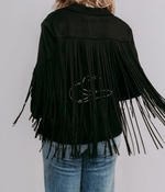 Marigold Kiss Women's Apparel Curvy Fringe suede Jacket