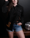 Marigold Kiss Women's Apparel Women's Black Golden Boots Shacket