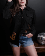 Marigold Kiss Women's Apparel Women's Black Golden Boots Shacket
