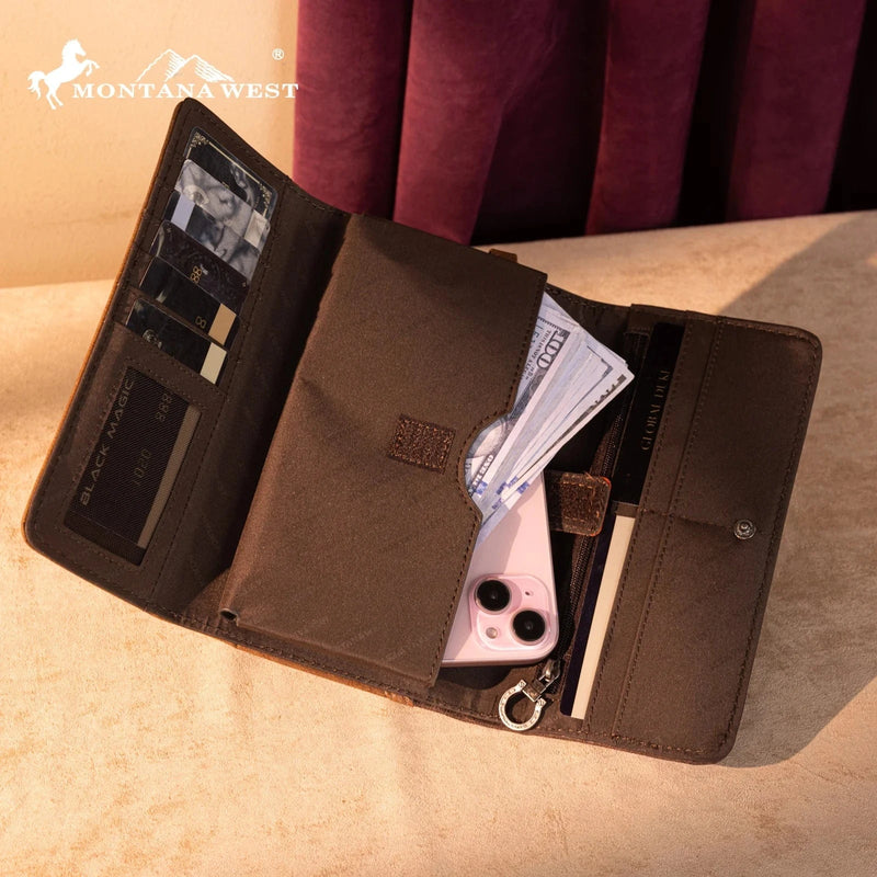 Montana West Apparel & Accessories Montana West Brown Cut Out Embroidered wallet