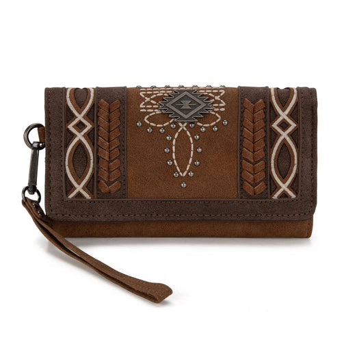 Montana West Apparel & Accessories Montana West Brown Cut Out Embroidered wallet