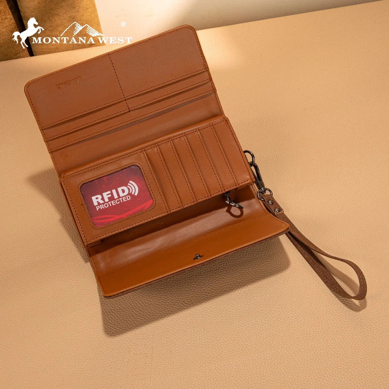 Montana West Apparel & Accessories MW Brown Concho Embroidery Wallet