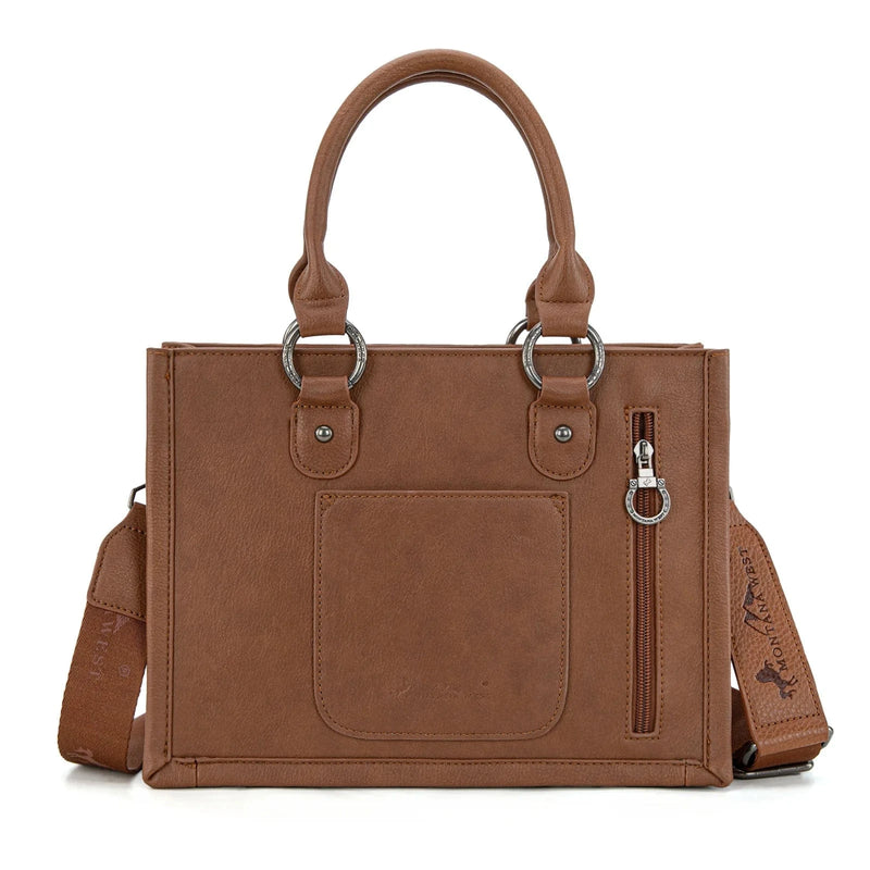 Montana West Apparel & Accessories MW Tooled Brown Concho Tote