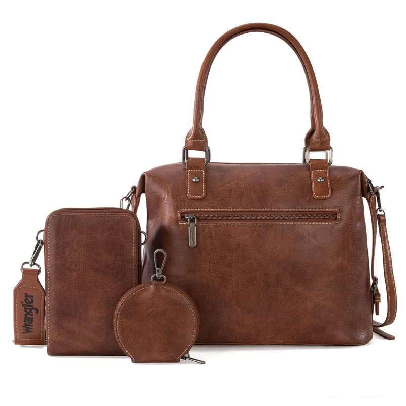 Montana West Apparel & Accessories Wrangler 3 Pcs Buckle Classic Crossbody - Brown