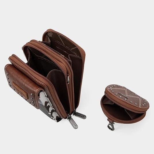 Montana West Apparel & Accessories Wrangler 3 Pcs Buckle Classic Crossbody - Cow