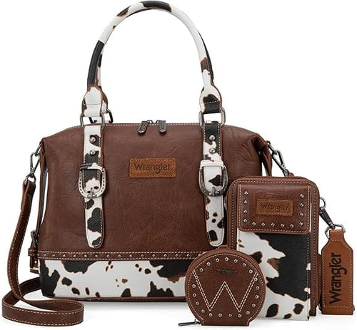 Montana West Apparel & Accessories Wrangler 3 Pcs Buckle Classic Crossbody - Cow
