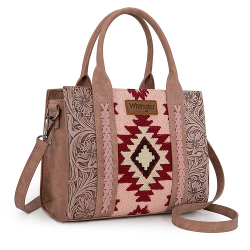 Montana West Apparel & Accessories Wrangler Aztec Pink CC Tooled Crossbody