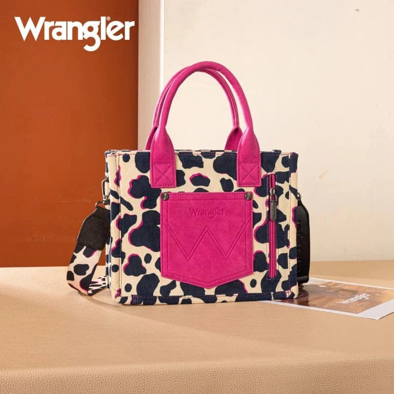 Montana West Apparel & Accessories Wrangler CC Pink/Navy Cowprint Tote